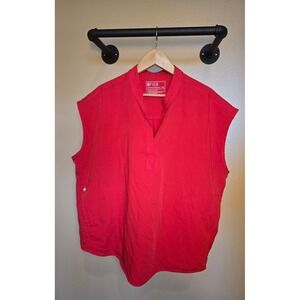 FIGS Rafaela oversized scrub top red, size XXL, pockets, Boxy top, sleeveless